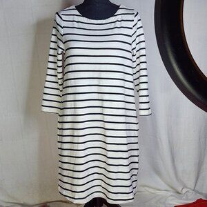 A New Day Cream w/Black Stripe 3/4 Sleeve Cotton Modal Span Tunic Dress Size M